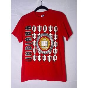 Logo 7 IU Indiana Hoosiers Graphic Print Red T-shirt Men's Size Small